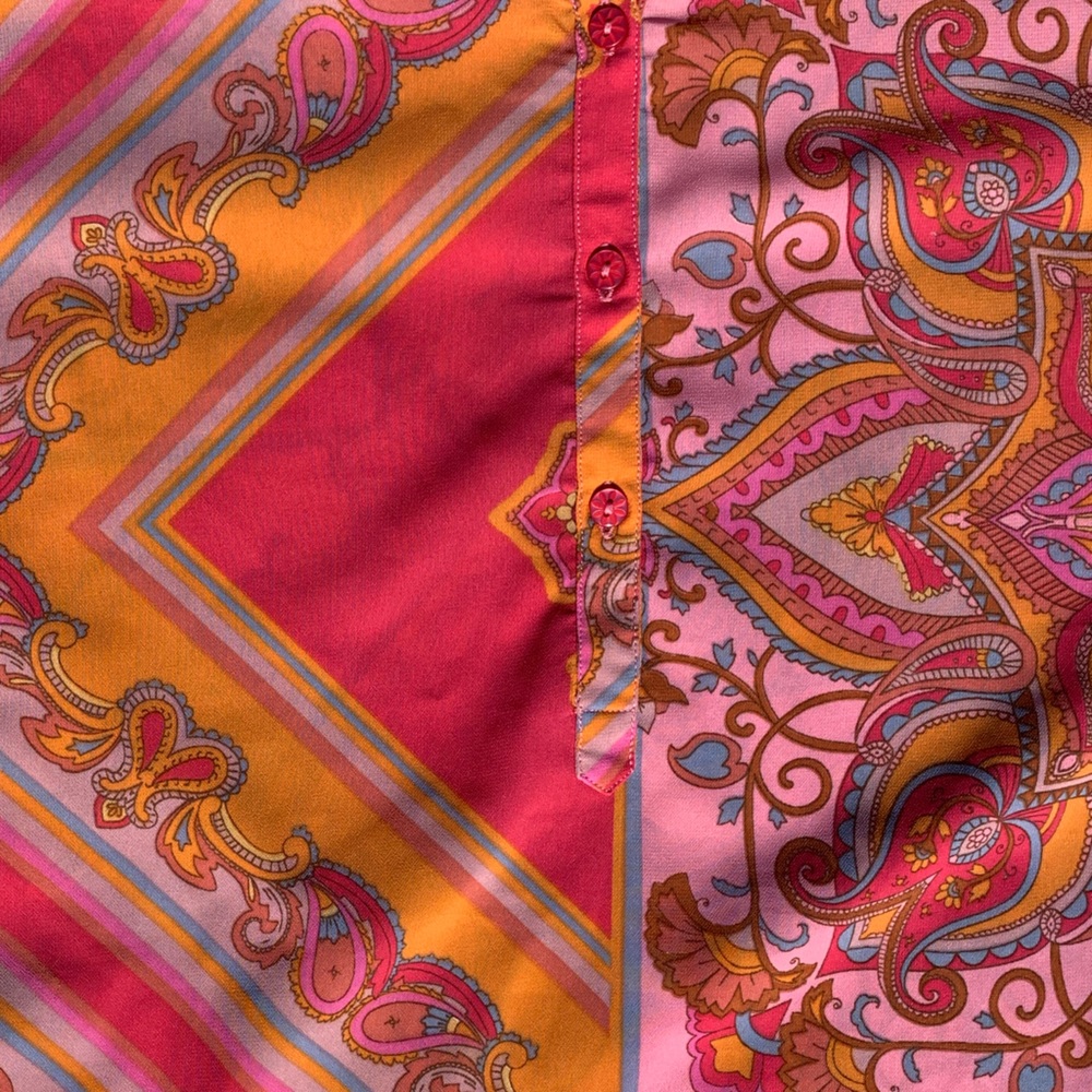 Boho Glam Pink and Orange Tunic - Picture 4 of 5
